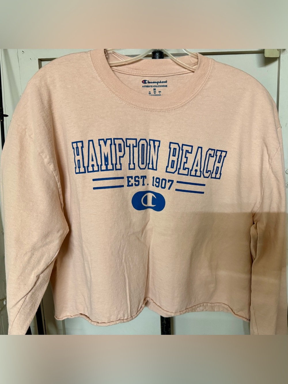 Champion Hampton Beach Light Pink Crewneck with Blue Logo Size Medium